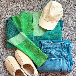 Sigrid Olsen Color Block Wool Cardigan Medium